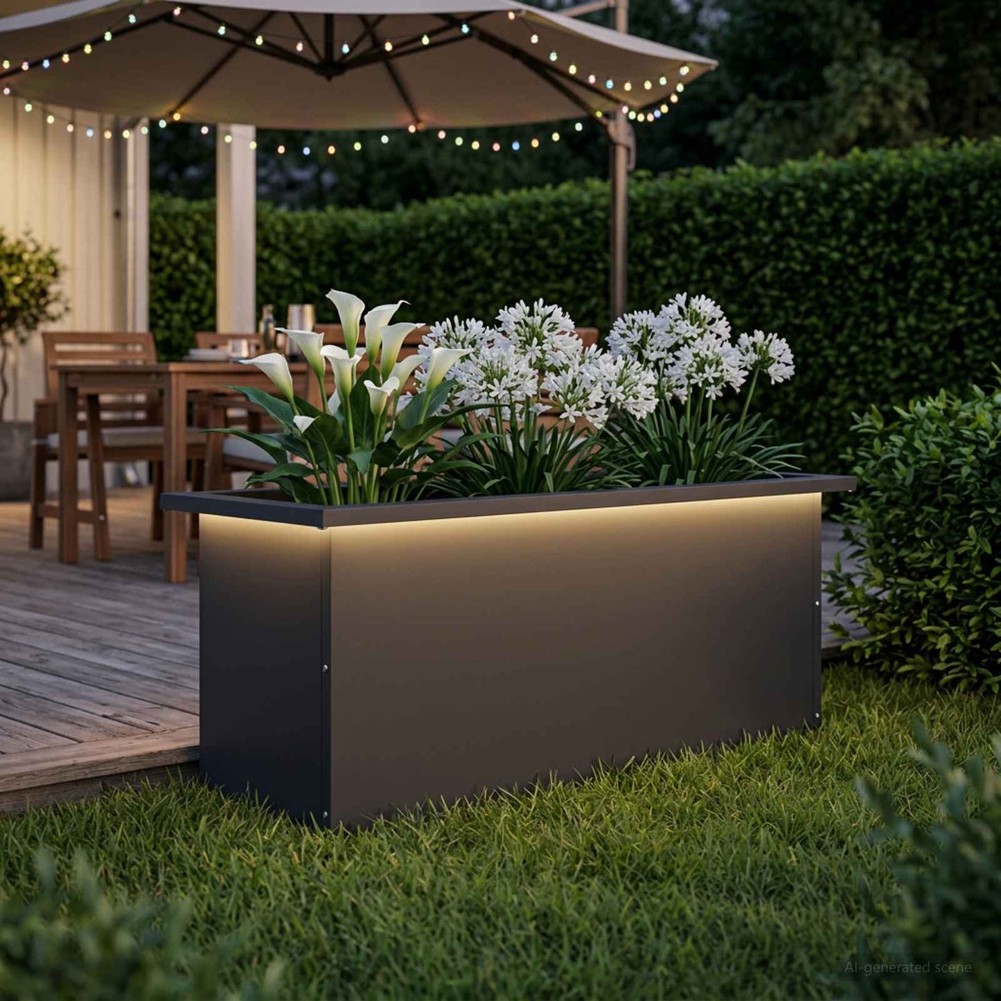 Sodo vazonas su LED Juoda 30 x 80 x 30 cm Plienas
