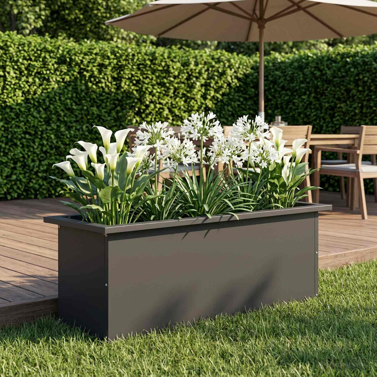 Sodo vazonas su LED Juoda 30 x 80 x 30 cm Plienas