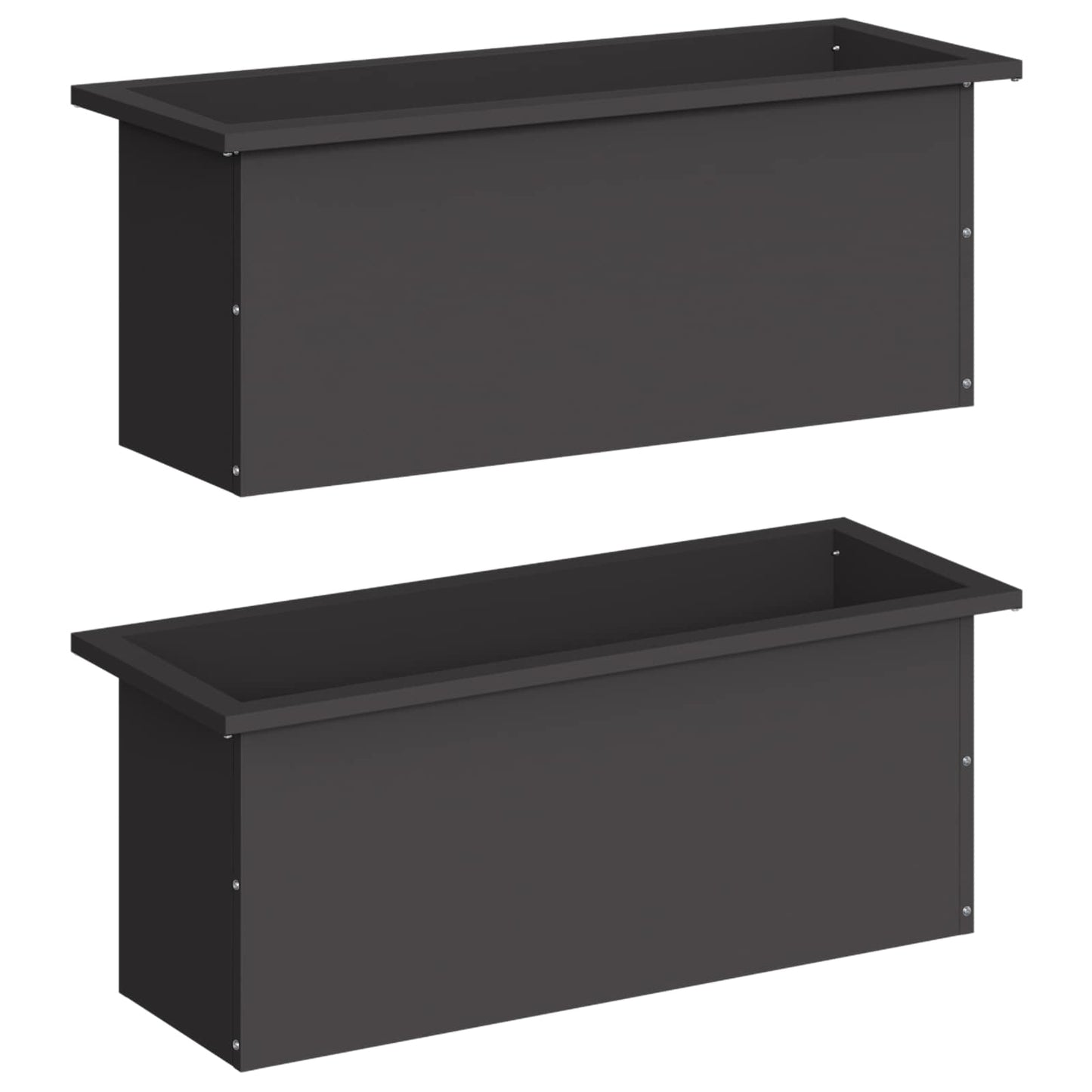 Sodo vazonas su LED 2 vnt. Juoda 30 x 80 x 30 cm Plienas