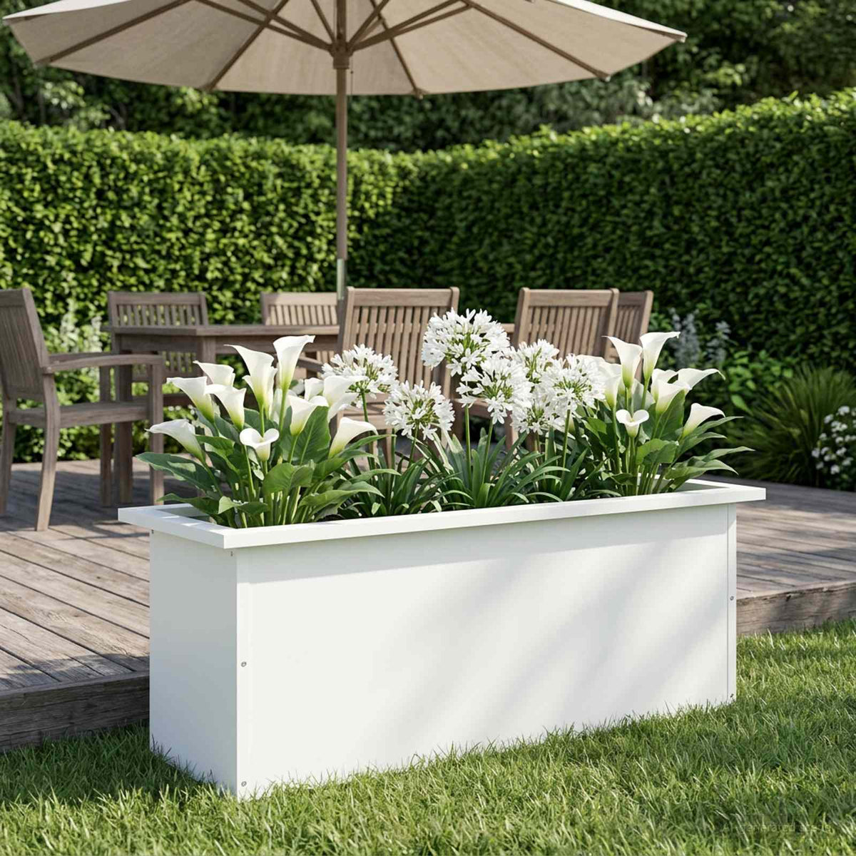 Sodo vazonas su LED Balta 30 x 80 x 30 cm Plienas