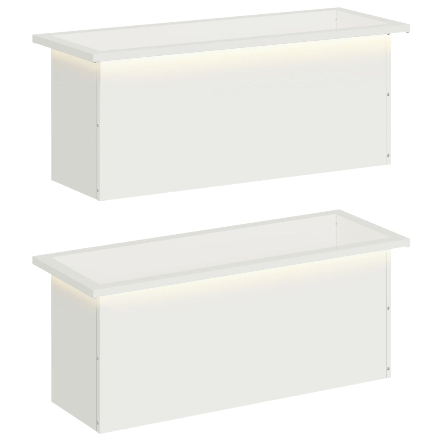 Sodo vazonas su LED 2 vnt. Balta 30 x 80 x 30 cm Plienas
