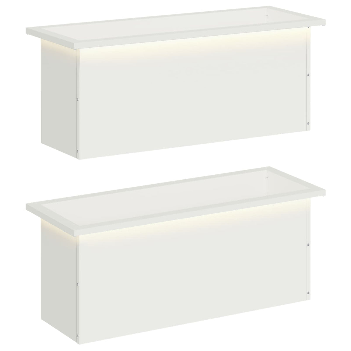 Sodo vazonas su LED 2 vnt. Balta 30 x 80 x 30 cm Plienas
