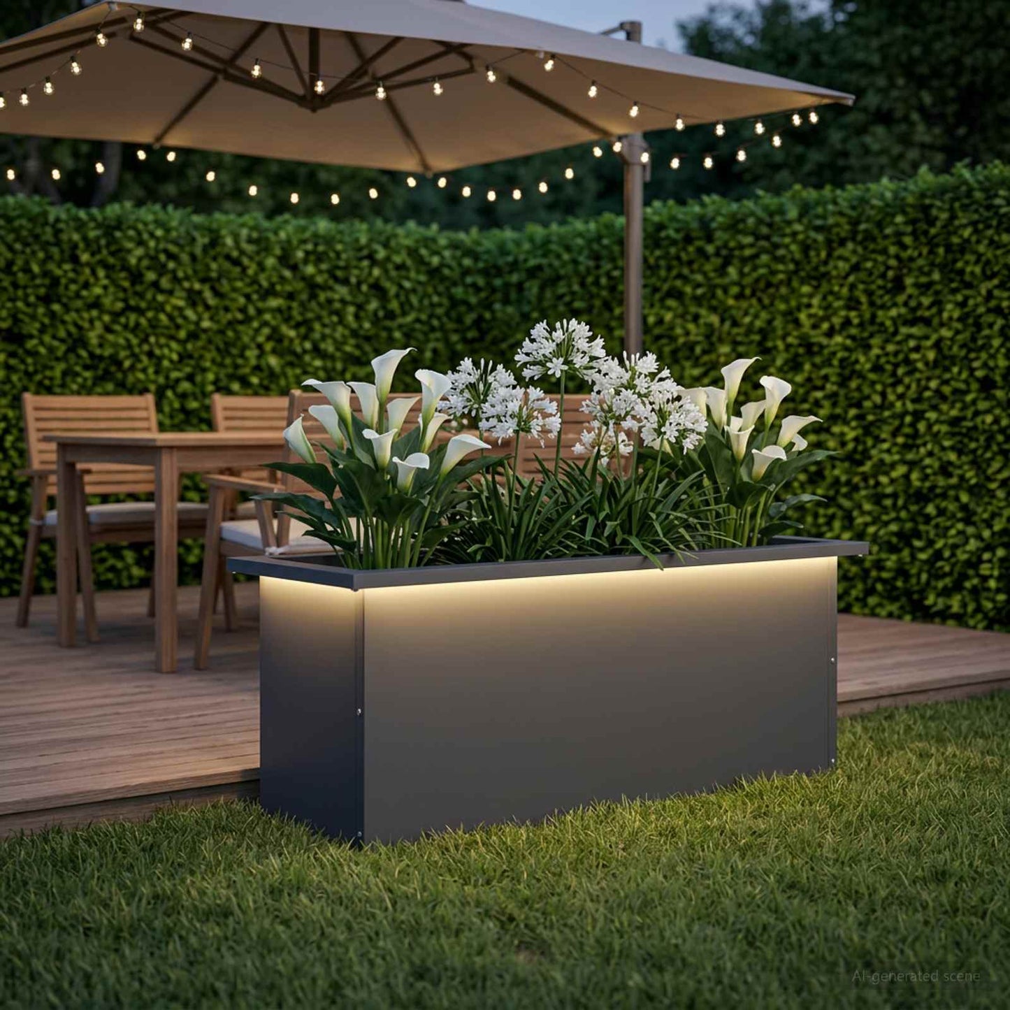 Sodo vazonas su LED Antracitas 30 x 80 x 30 cm Plienas