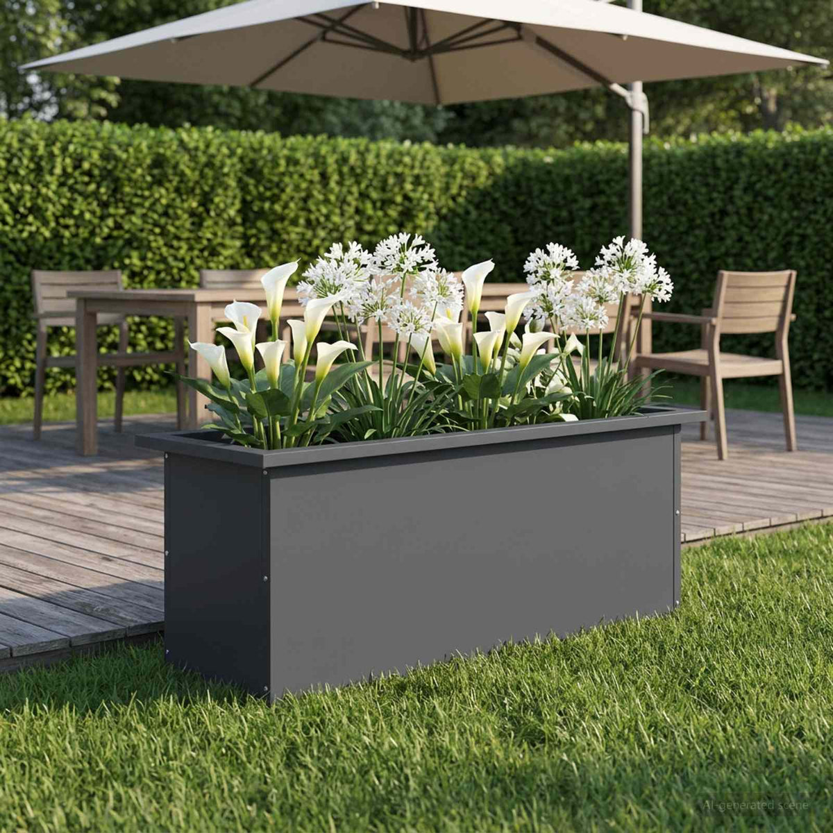 Sodo vazonas su LED Antracitas 30 x 80 x 30 cm Plienas