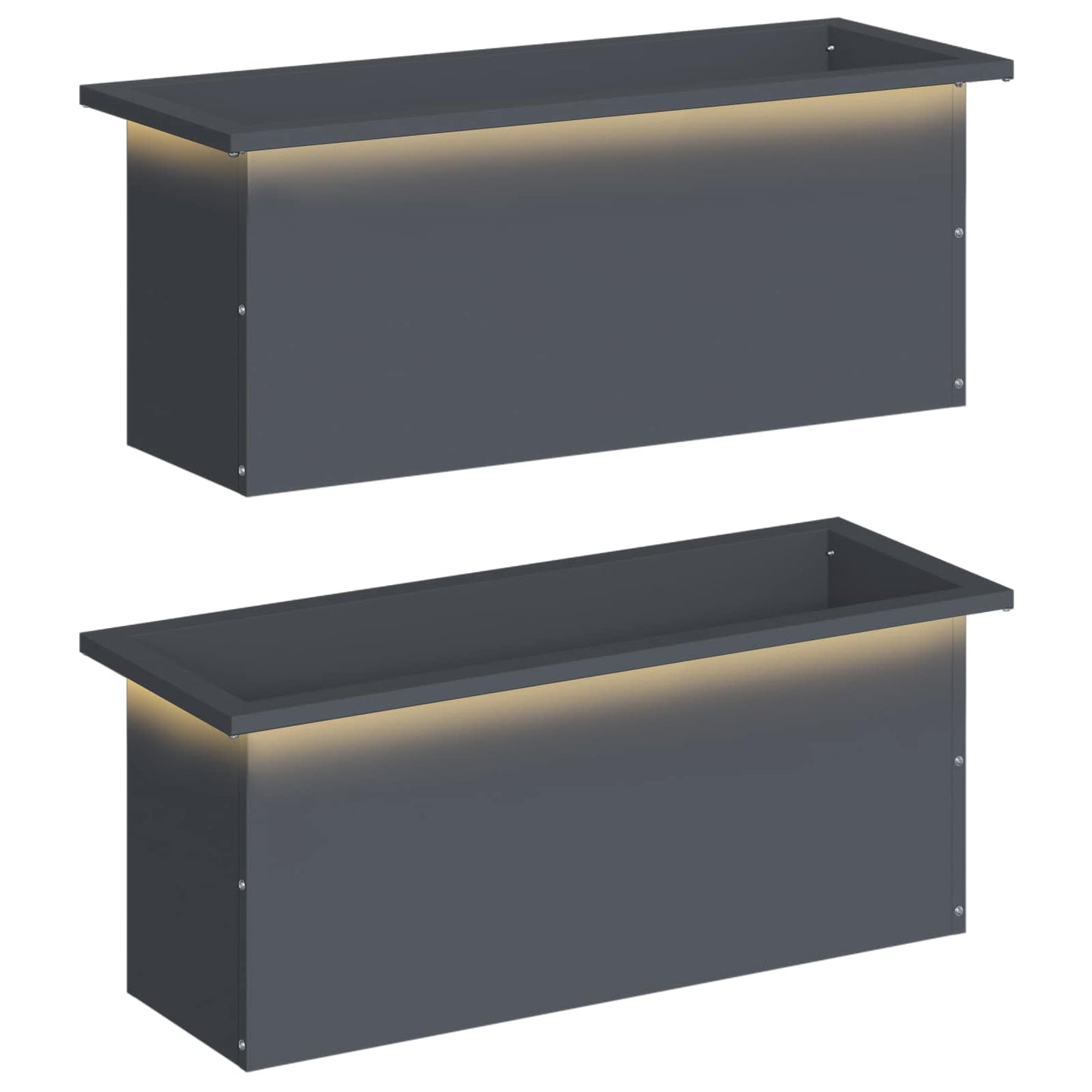 Sodo vazonas su LED 2 vnt. Antracitas 30 x 80 x 30 cm Plienas