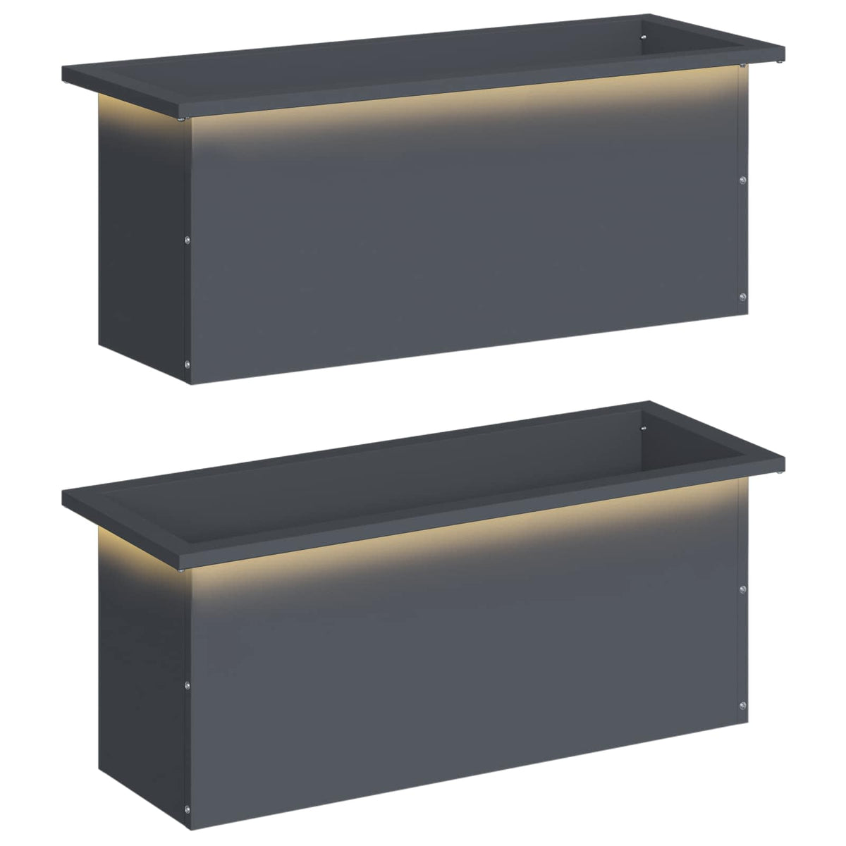 Sodo vazonas su LED 2 vnt. Antracitas 30 x 80 x 30 cm Plienas