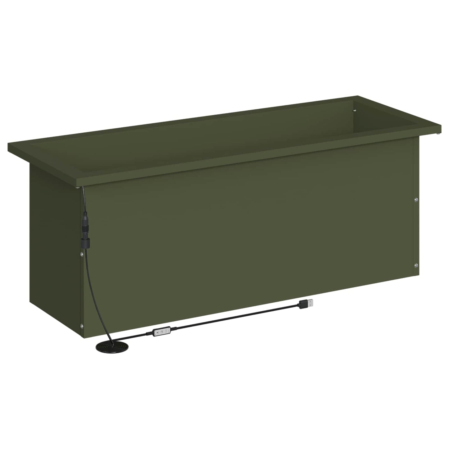 Sodo vazonas su LED Alyvuogių žalia 30 x 80 x 30 cm Plienas