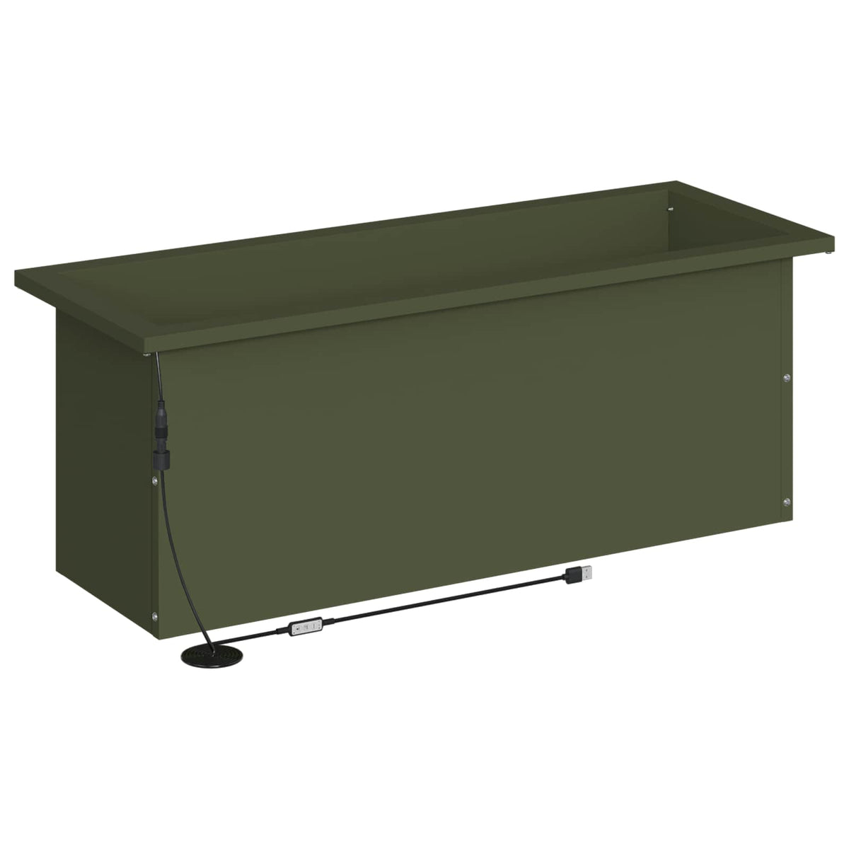Sodo vazonas su LED Alyvuogių žalia 30 x 80 x 30 cm Plienas