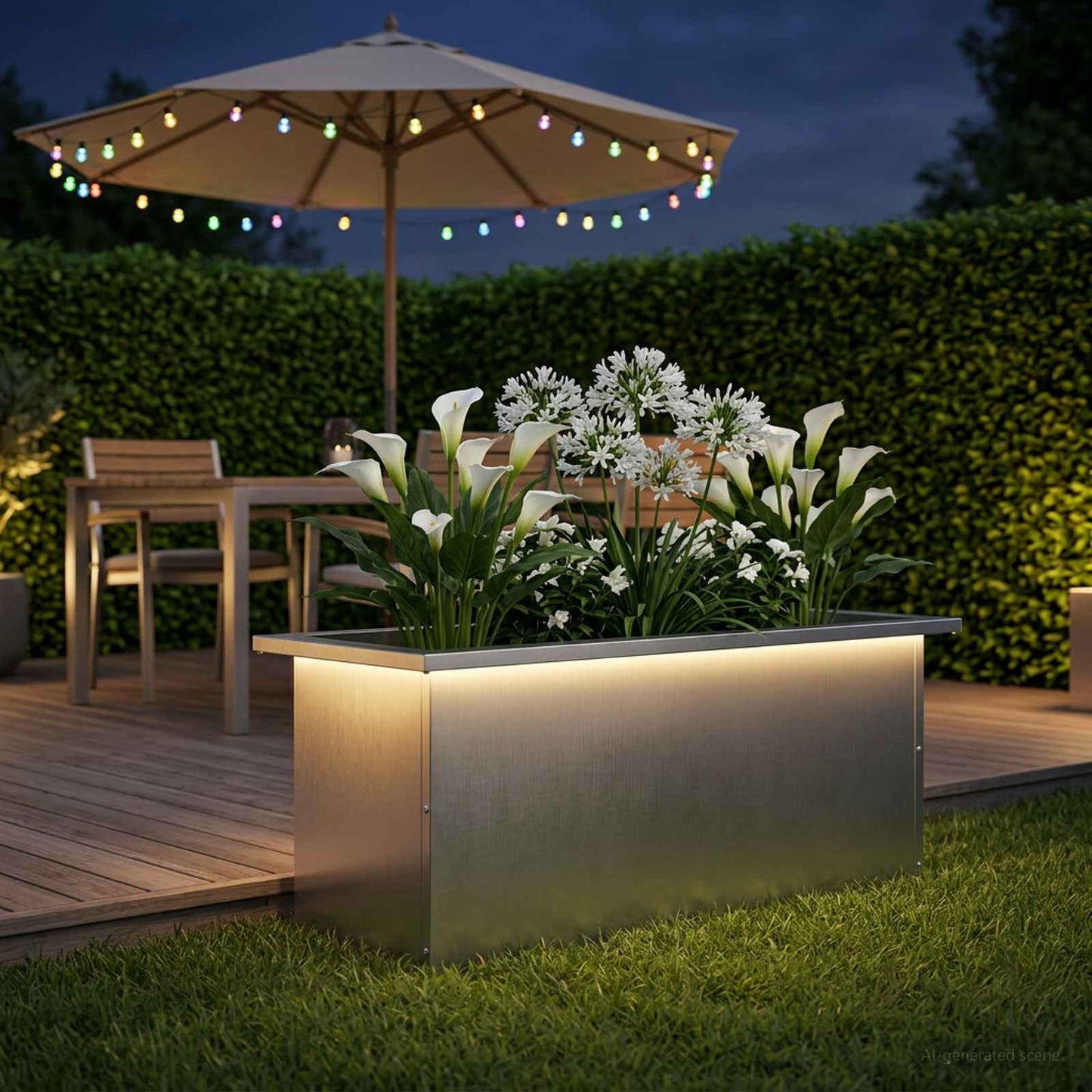 Sodo vazonas su LED Sidabrinė 30 x 80 x 30 cm