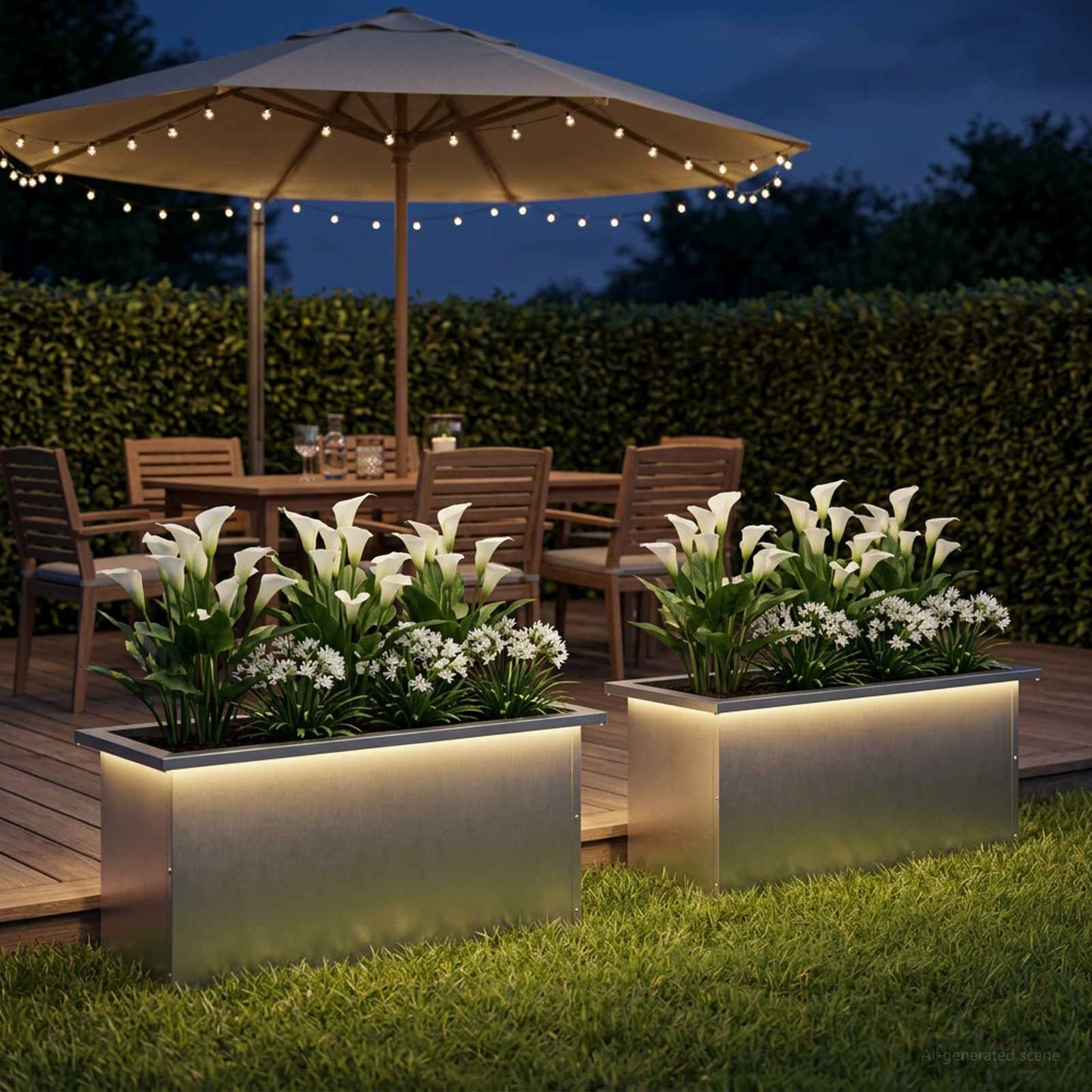 Sodo vazonas su LED 2 vnt. Sidabrinė 30 x 80 x 30 cm