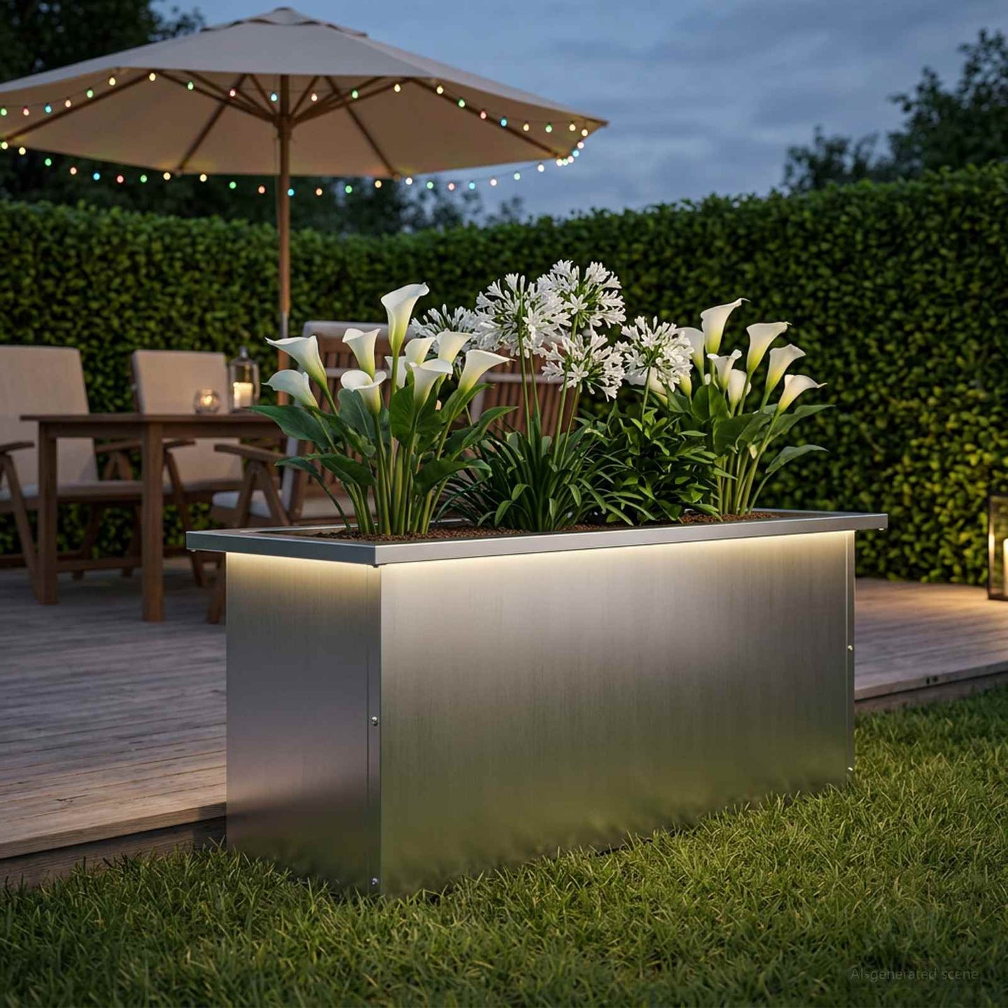 Sodo vazonas su LED Sidabrinė 30 x 80 x 30 cm