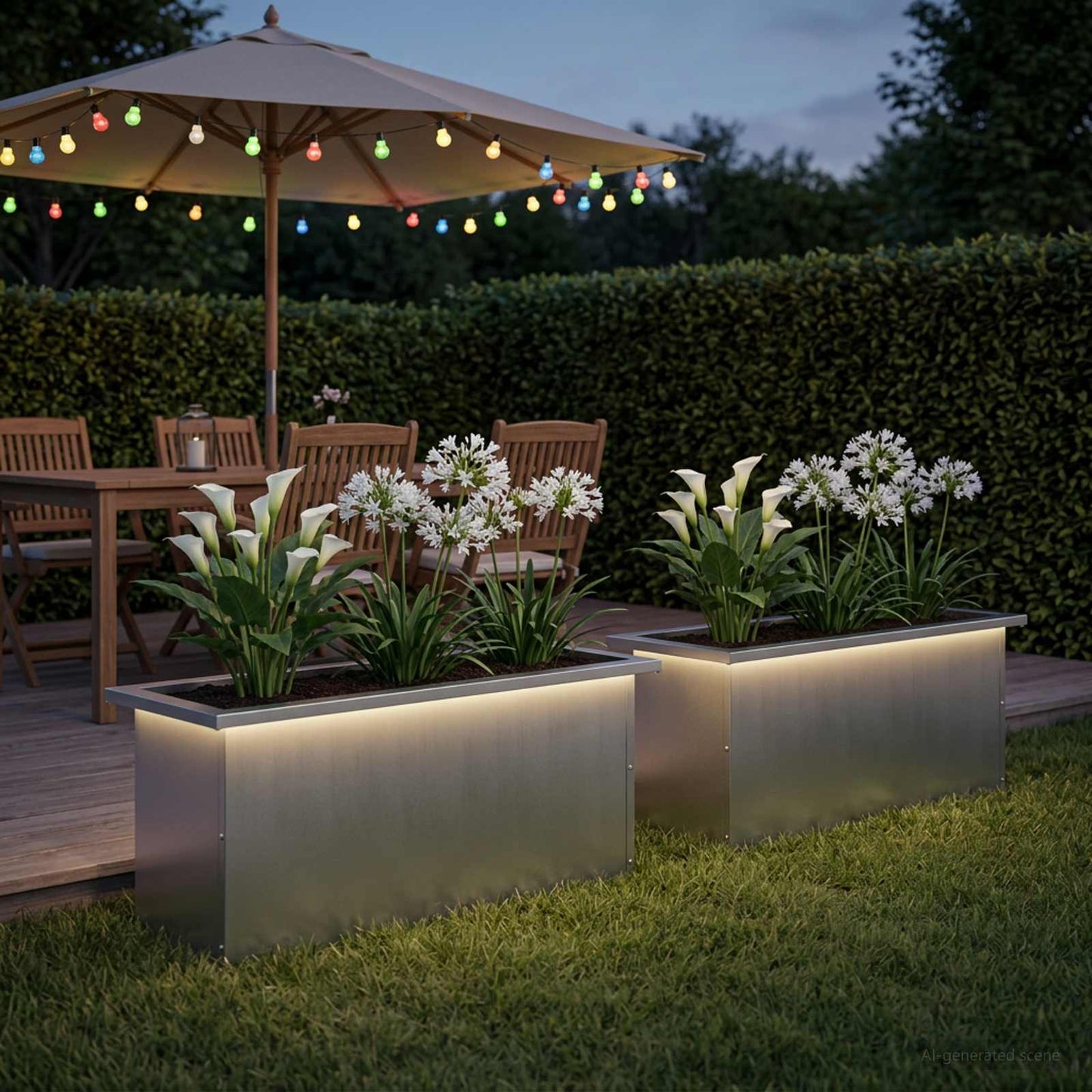 Sodo vazonas su LED 2 vnt. Sidabrinė 30 x 80 x 30 cm
