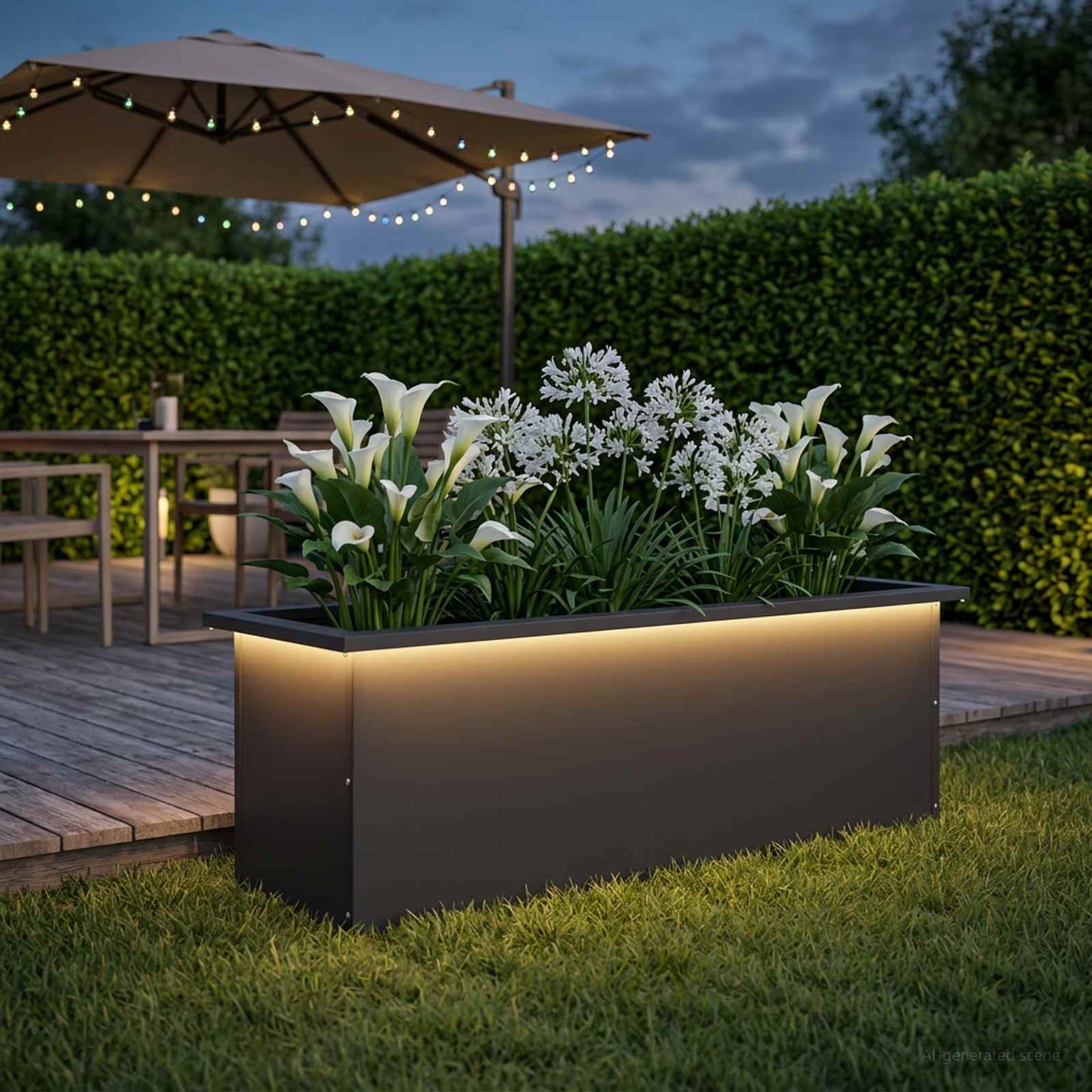 Sodo vazonas su LED Juoda 30 x 100 x 30 cm Plienas