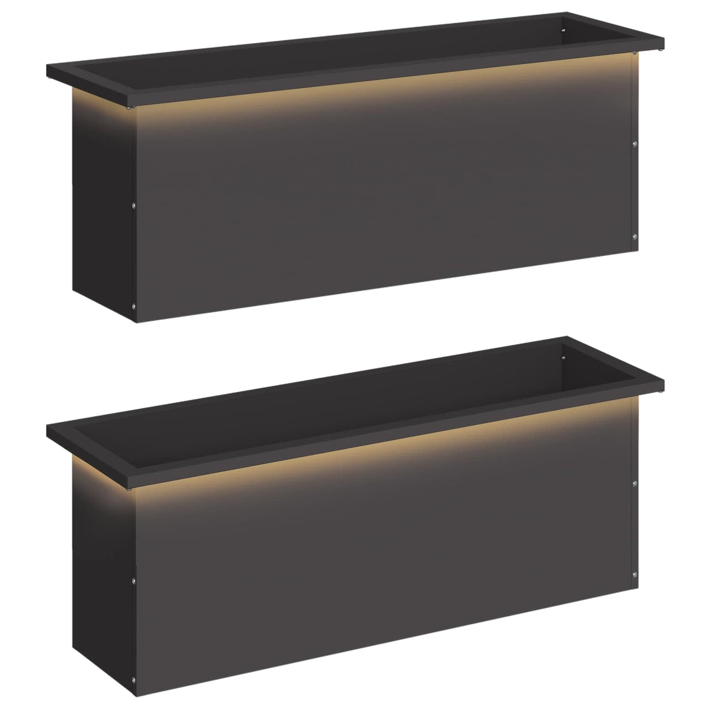 Sodo vazonas su LED 2 vnt. Juoda 30 x 100 x 30 cm Plienas