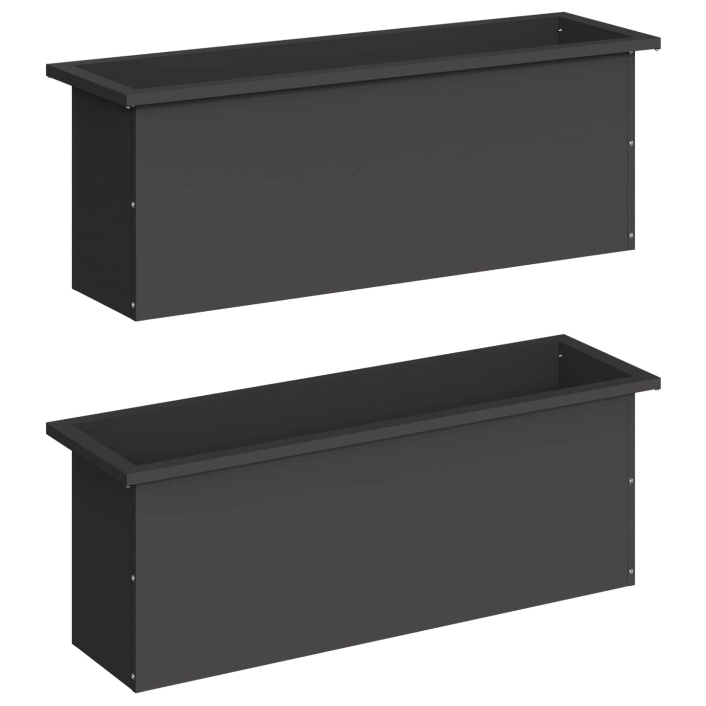 Sodo vazonas su LED 2 vnt. Juoda 30 x 100 x 30 cm Plienas