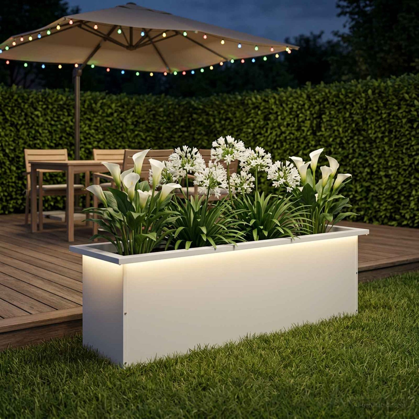 Sodo vazonas su LED Balta 30 x 100 x 30 cm Plienas
