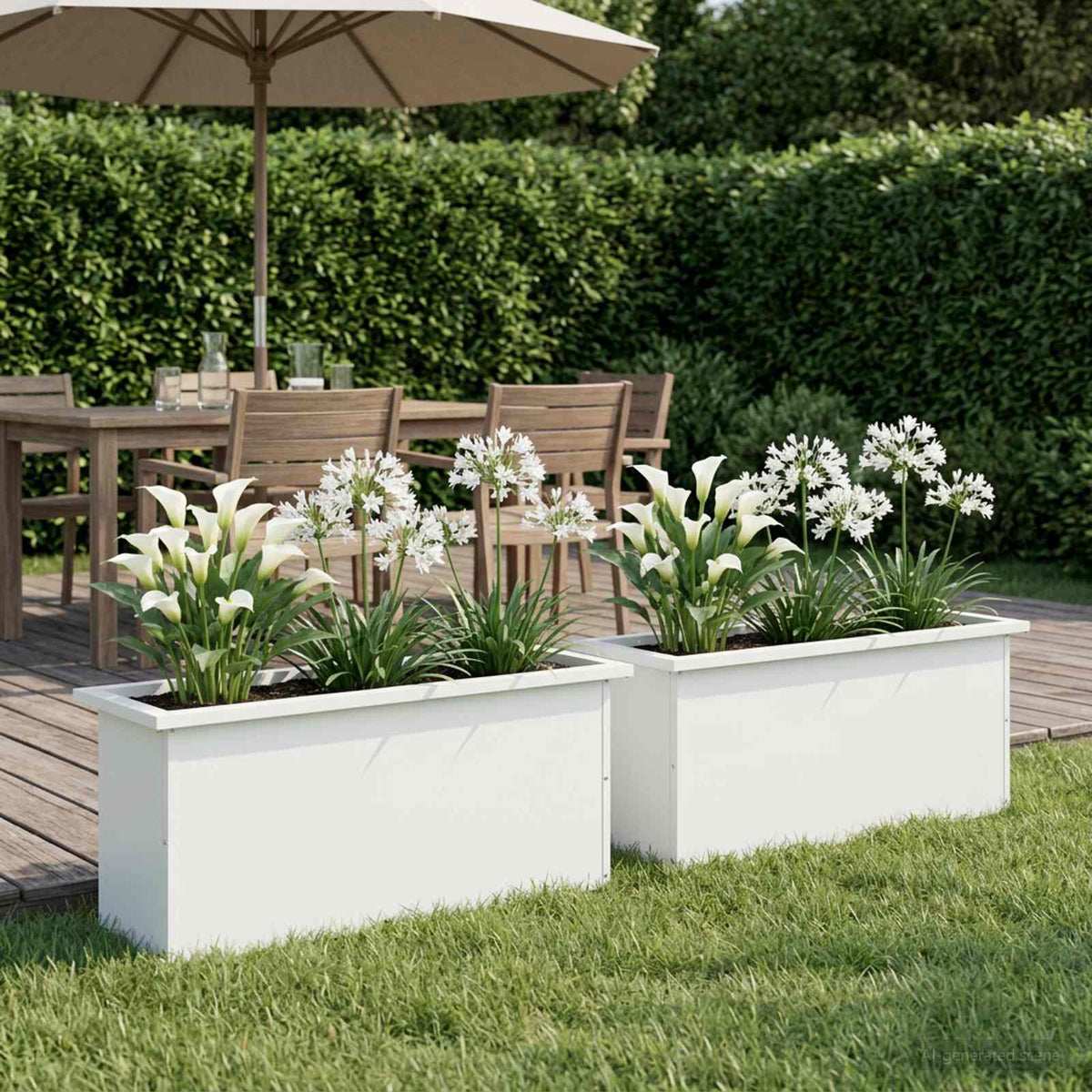 Sodo vazonas su LED 2 vnt. Balta 30 x 100 x 30 cm Plienas