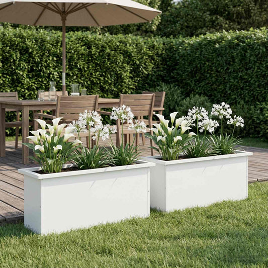 Sodo vazonas su LED 2 vnt. Balta 30 x 100 x 30 cm Plienas