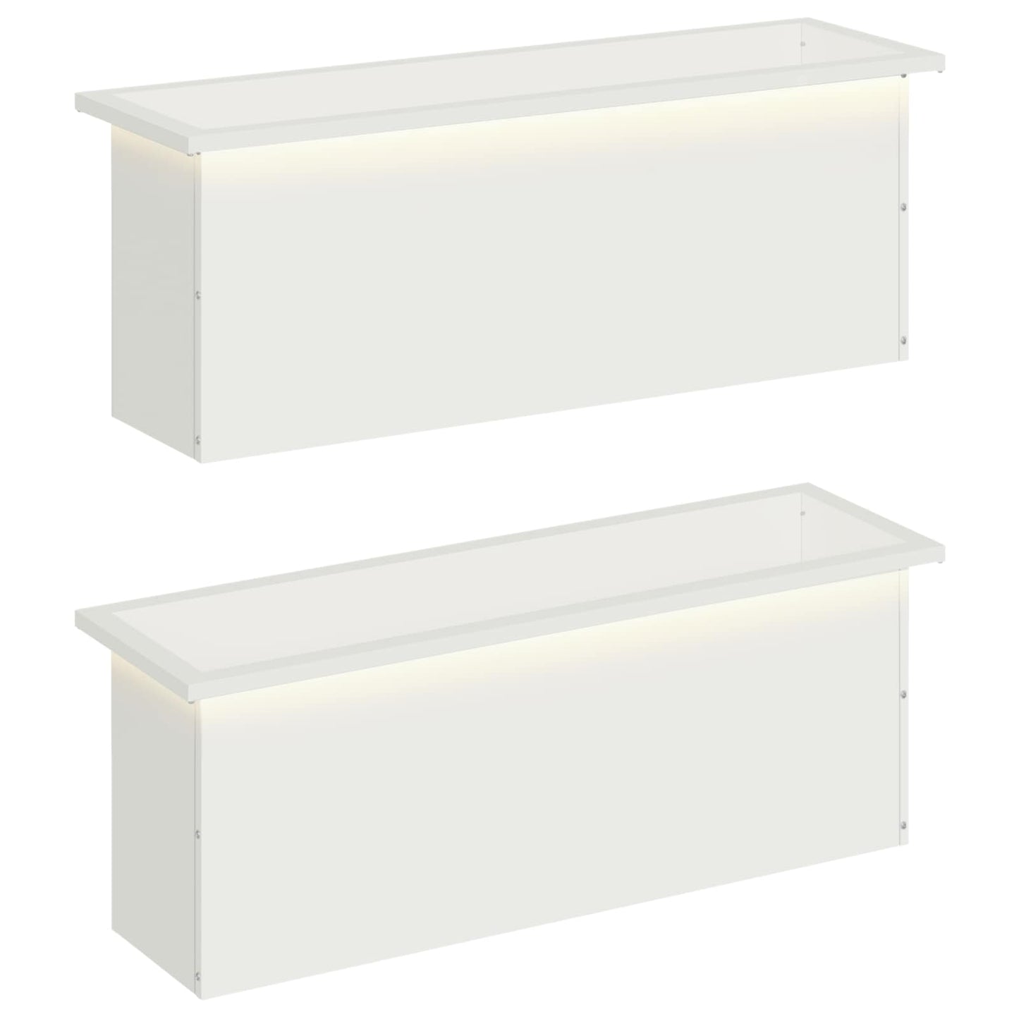 Sodo vazonas su LED 2 vnt. Balta 30 x 100 x 30 cm Plienas
