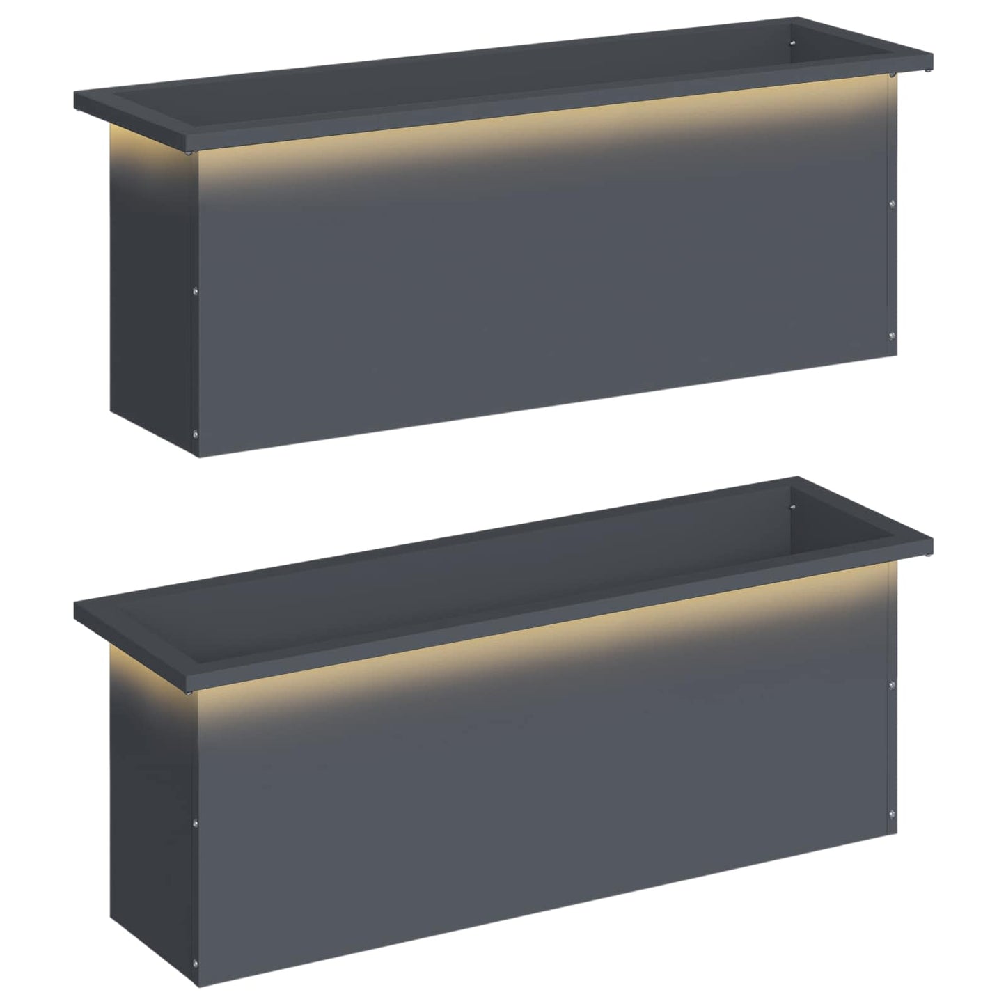 Sodo vazonas su LED 2 vnt. Antracitas 30 x 100 x 30 cm Plienas