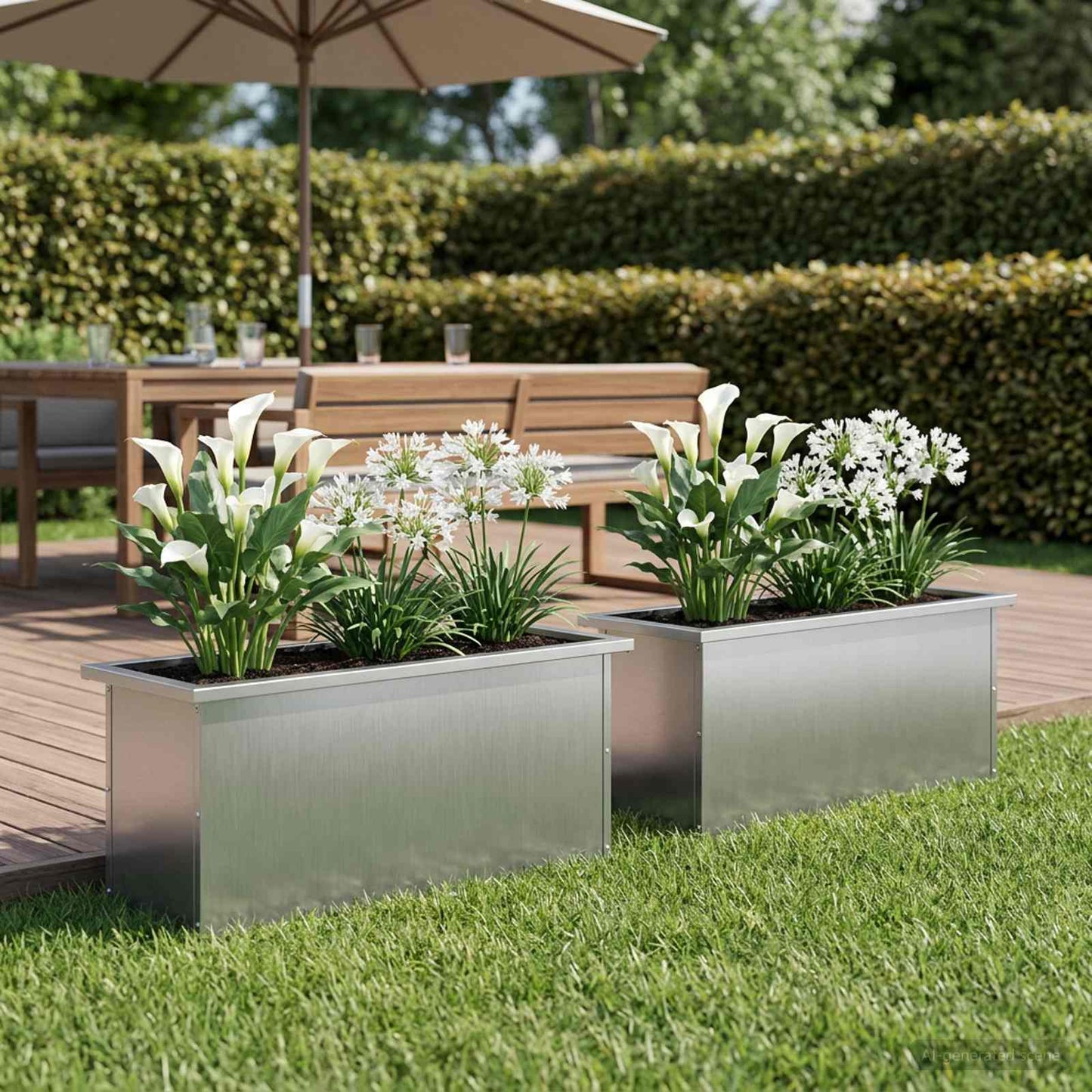 Sodo vazonas su LED 2 vnt. Sidabrinė 30 x 100 x 30 cm