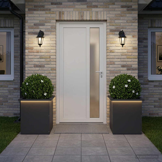 Sodo vazonas su LED 2 vnt. Juoda 40 x 40 x 40 cm Plienas