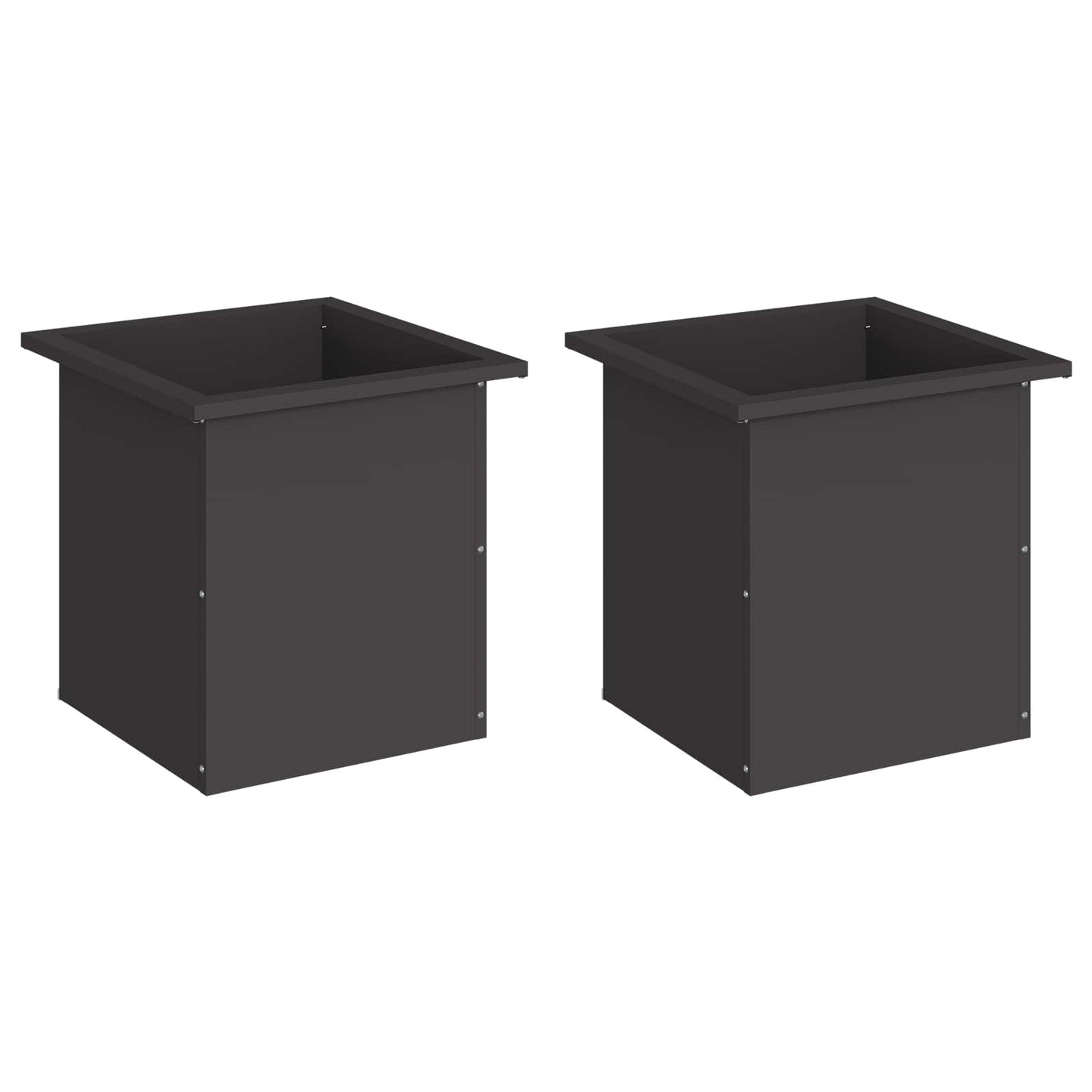 Sodo vazonas su LED 2 vnt. Juoda 40 x 40 x 40 cm Plienas