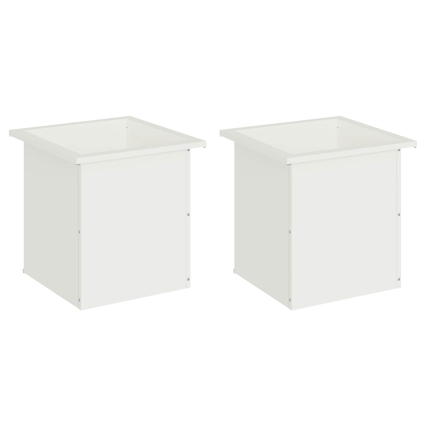 Sodo vazonas su LED 2 vnt. Balta 40 x 40 x 40 cm Plienas