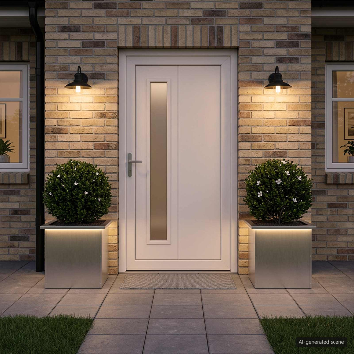 Sodo vazonas su LED 2 vnt. Sidabrinė 40 x 40 x 40 cm
