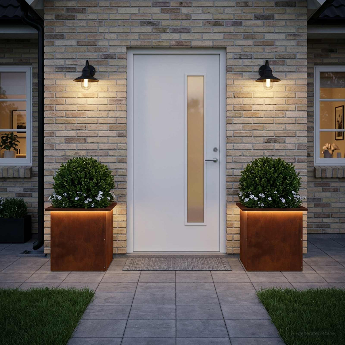 Sodo vazonas su LED 2 vnt. Rūdijanti 40 x 40 x 40 cm