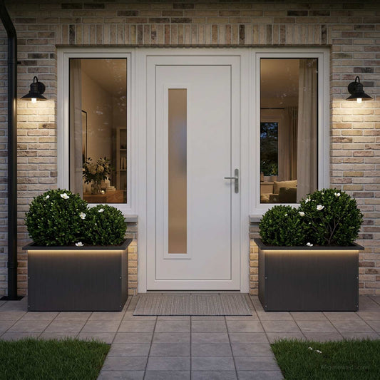 Sodo vazonas su LED 2 vnt. Juoda 40 x 60 x 40 cm Plienas