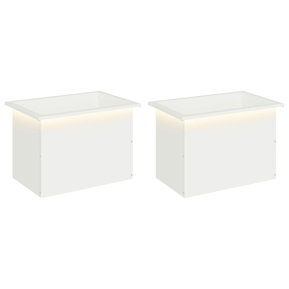 Sodo vazonas su LED 2 vnt. Balta 40 x 60 x 40 cm Plienas