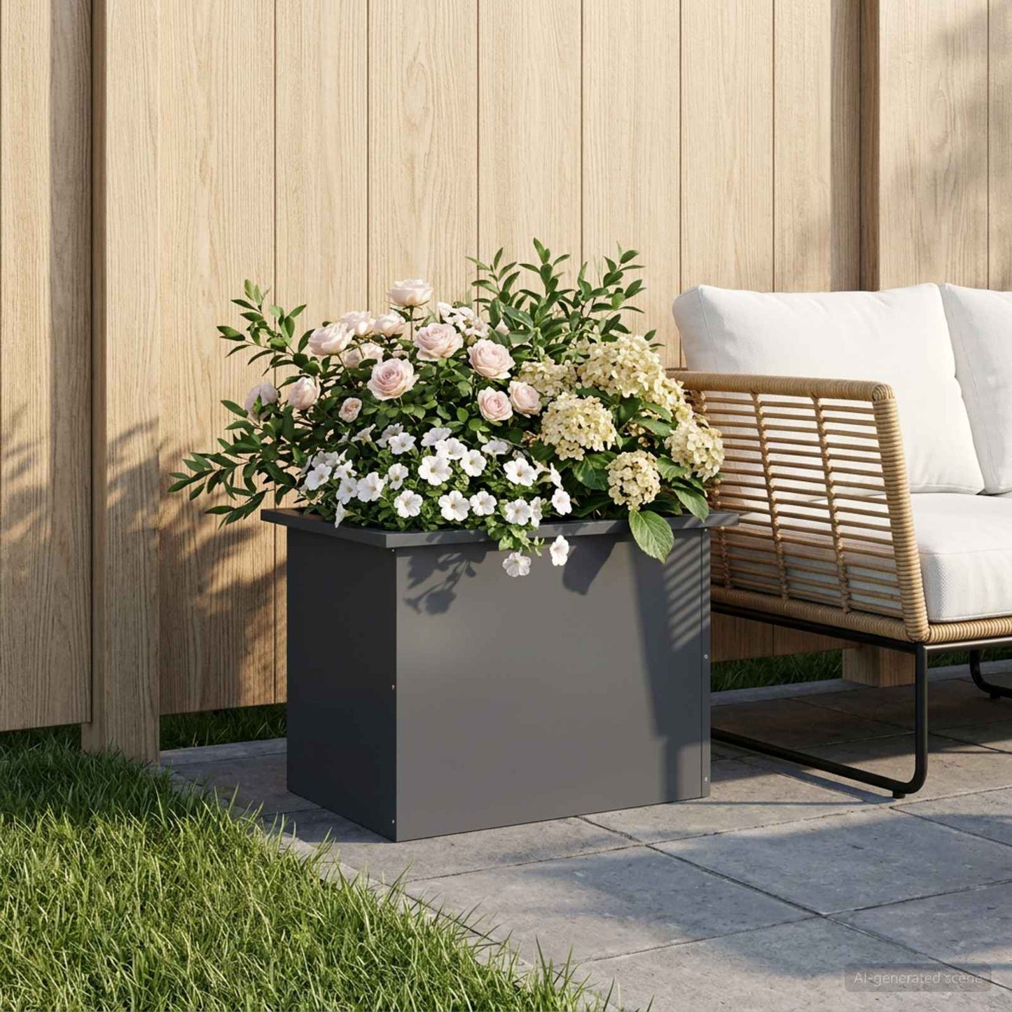 Sodo vazonas su LED Antracitas 40 x 60 x 40 cm Plienas