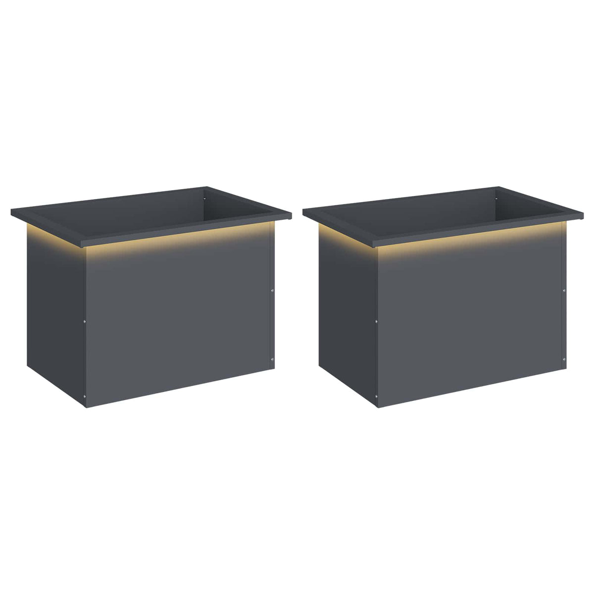 Sodo vazonas su LED 2 vnt. Antracitas 40 x 60 x 40 cm Plienas