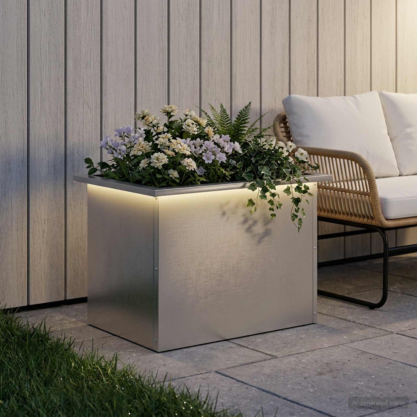 Sodo vazonas su LED Sidabrinė 40 x 60 x 40 cm