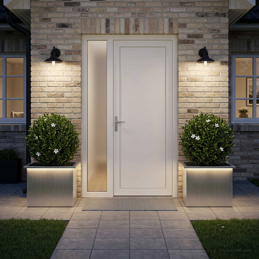 Sodo vazonas su LED 2 vnt. Sidabrinė 40 x 60 x 40 cm