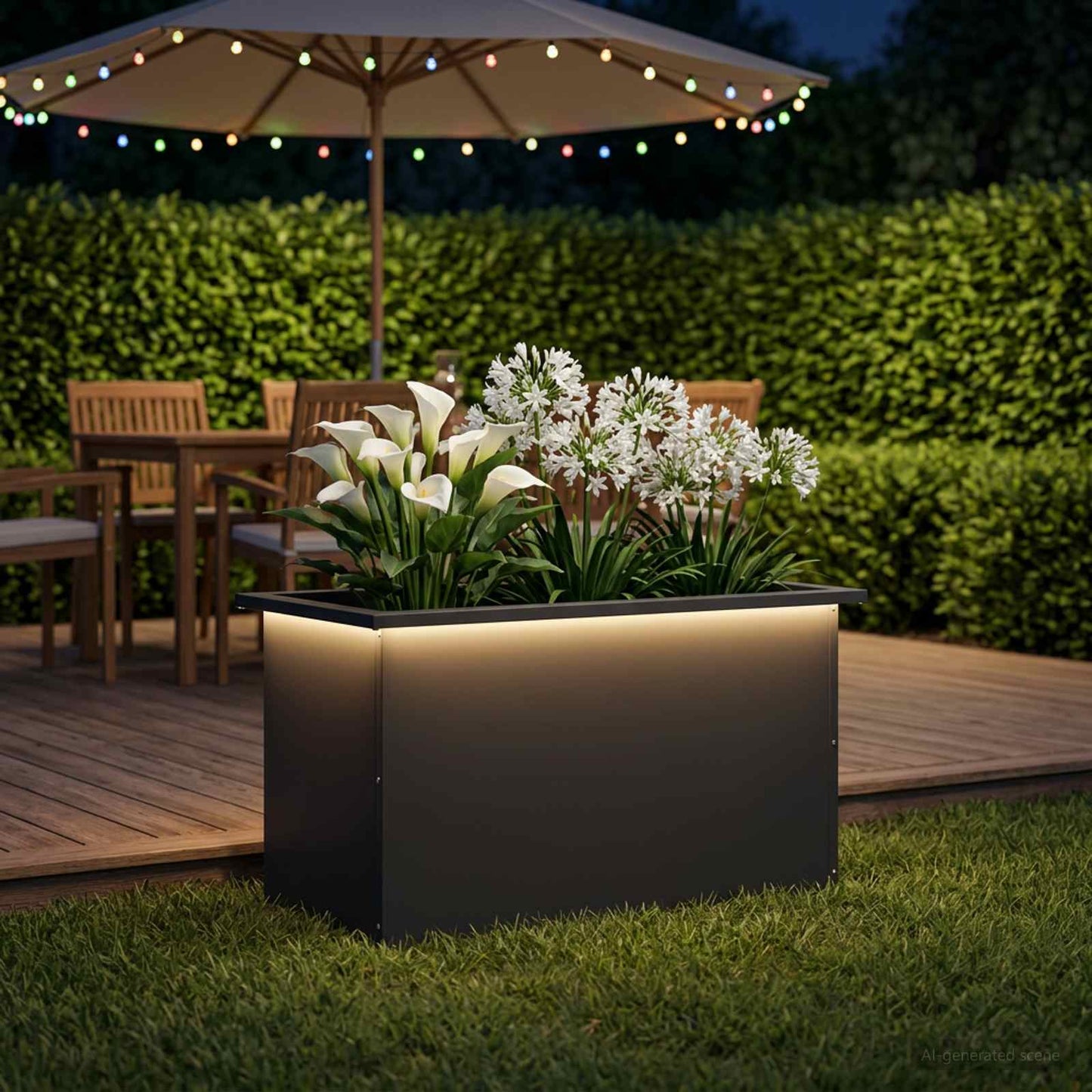 Sodo vazonas su LED Juoda 40 x 80 x 40 cm Plienas