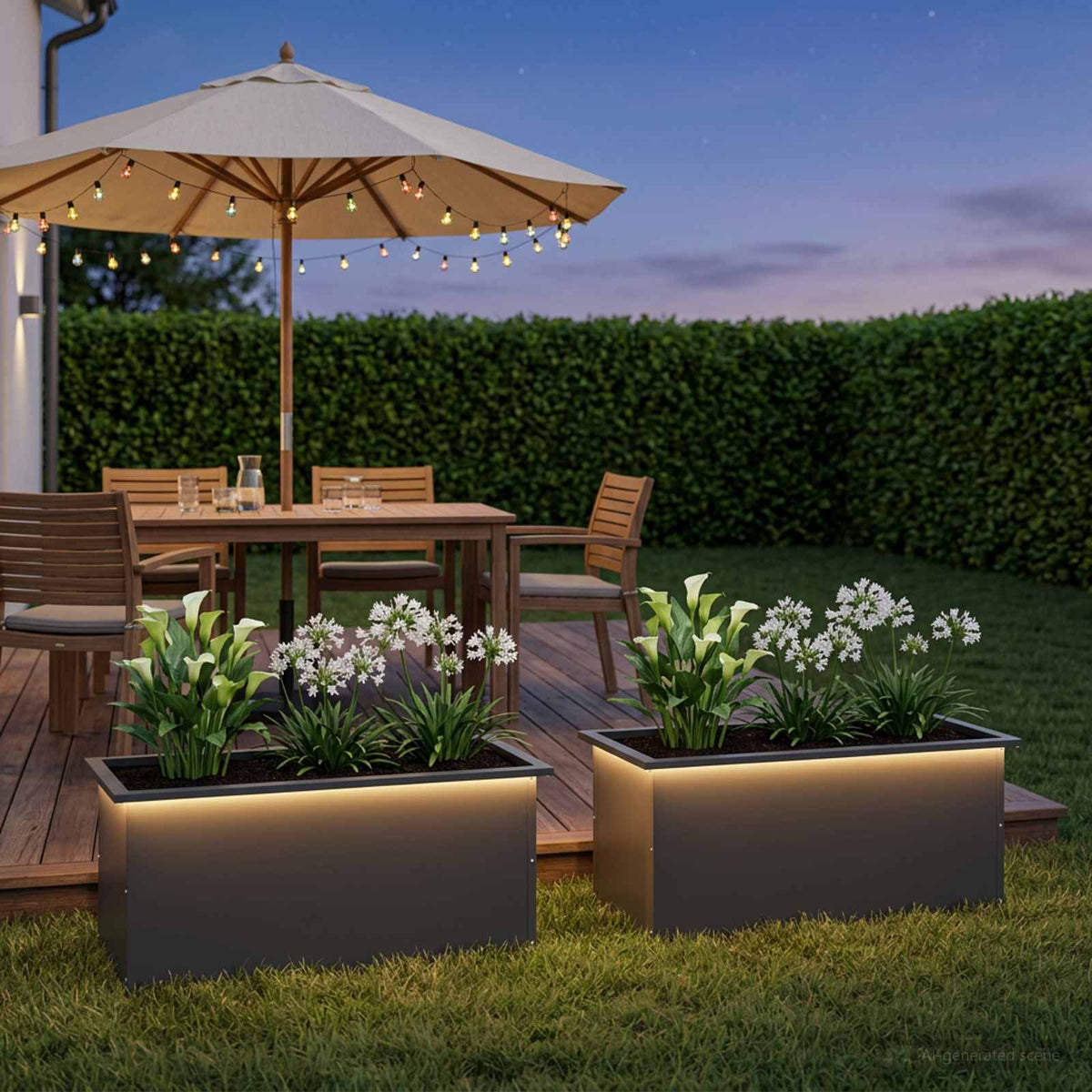 Sodo vazonas su LED 2 vnt. Juoda 40 x 80 x 40 cm Plienas