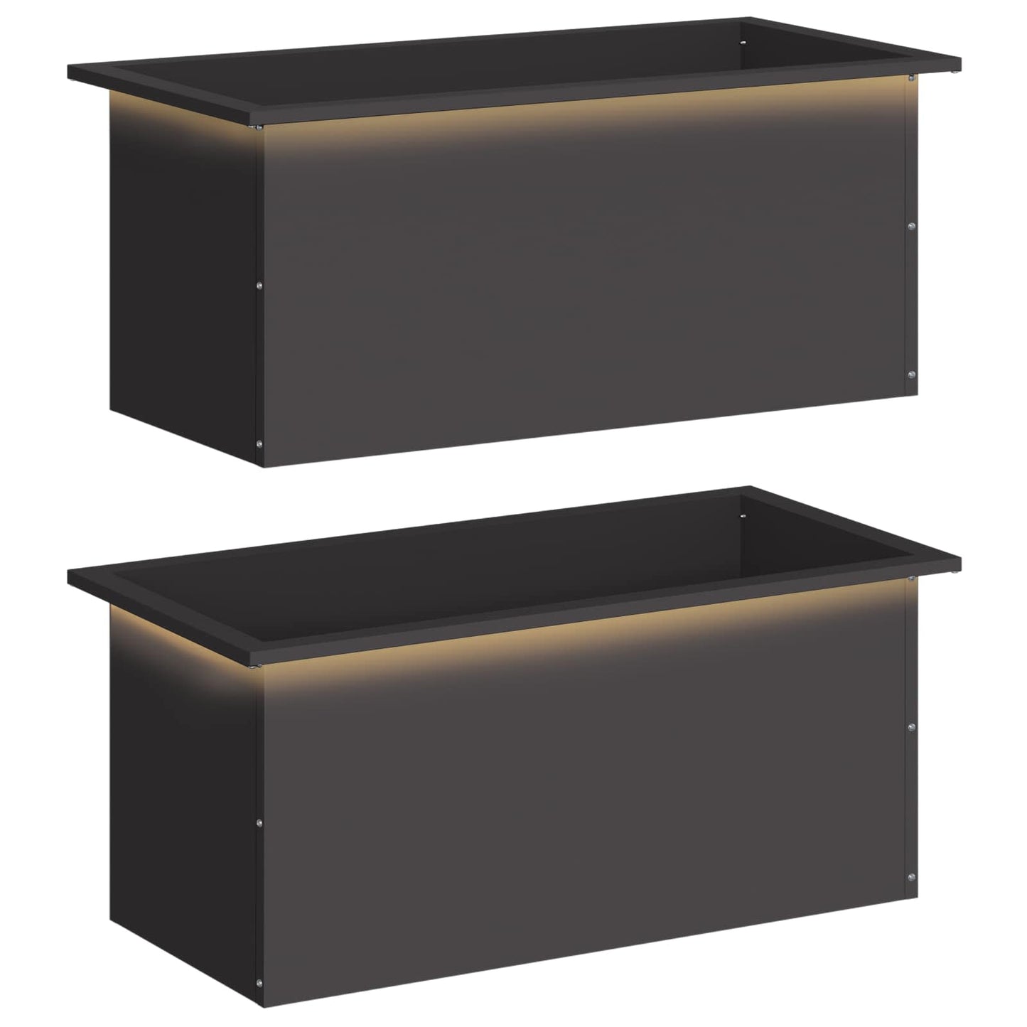 Sodo vazonas su LED 2 vnt. Juoda 40 x 80 x 40 cm Plienas