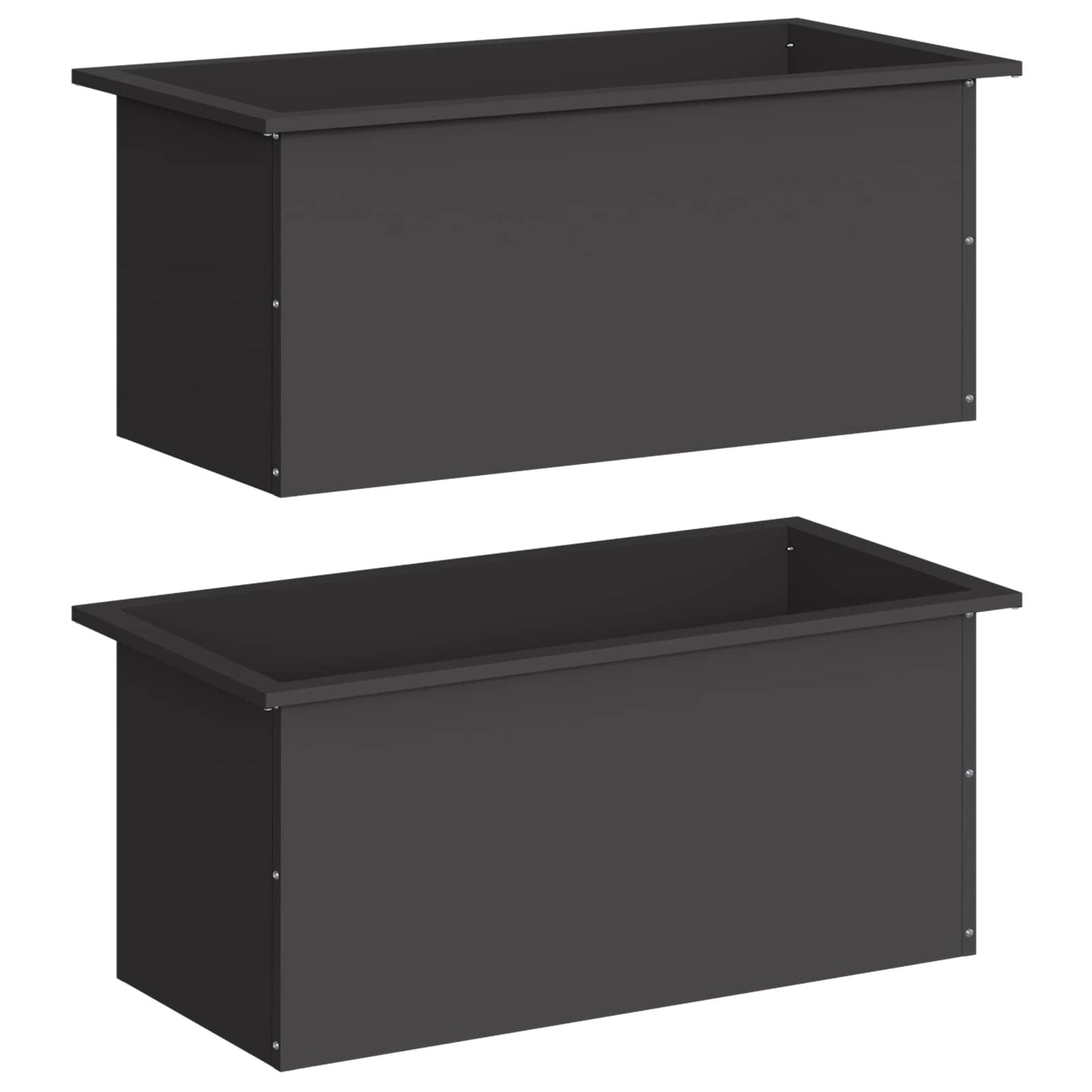 Sodo vazonas su LED 2 vnt. Juoda 40 x 80 x 40 cm Plienas