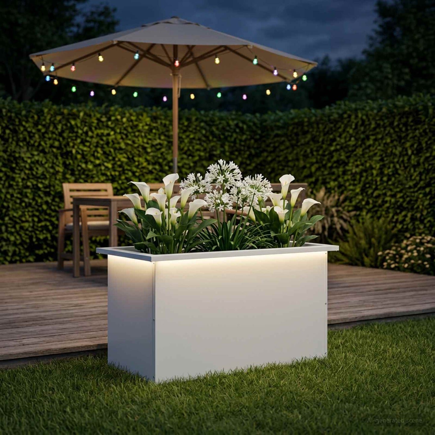 Sodo vazonas su LED Balta 40 x 80 x 40 cm Plienas