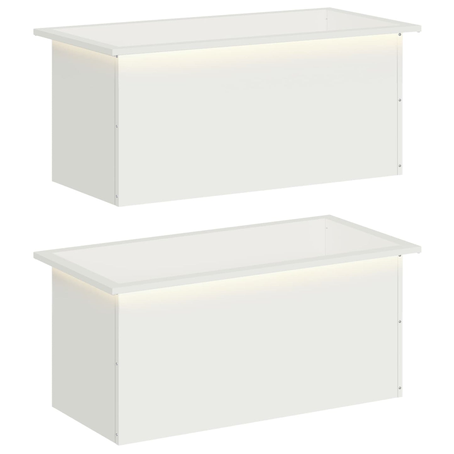 Sodo vazonas su LED 2 vnt. Balta 40 x 80 x 40 cm Plienas