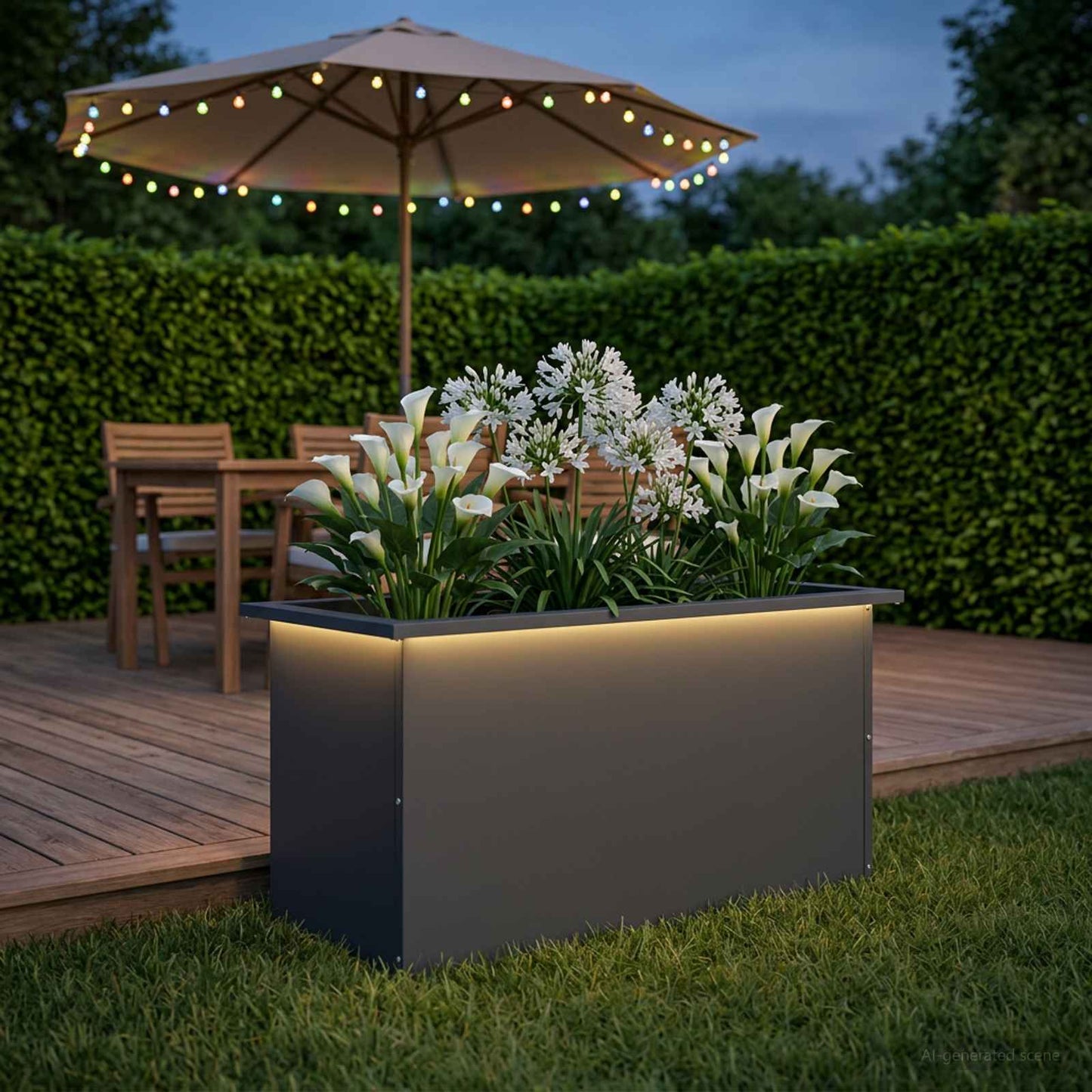 Sodo vazonas su LED Antracitas 40 x 80 x 40 cm Plienas