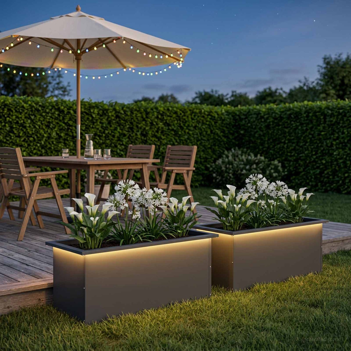 Sodo vazonas su LED 2 vnt. Antracitas 40 x 80 x 40 cm Plienas