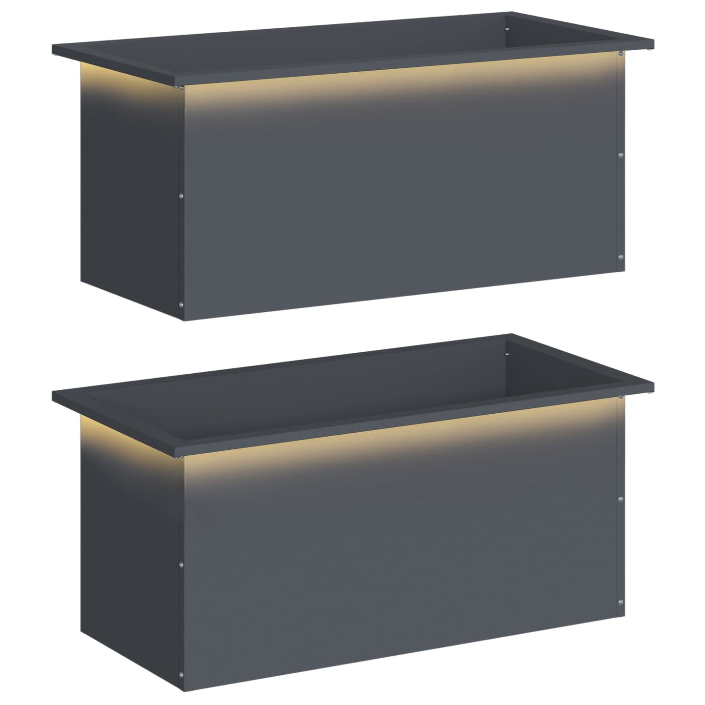 Sodo vazonas su LED 2 vnt. Antracitas 40 x 80 x 40 cm Plienas