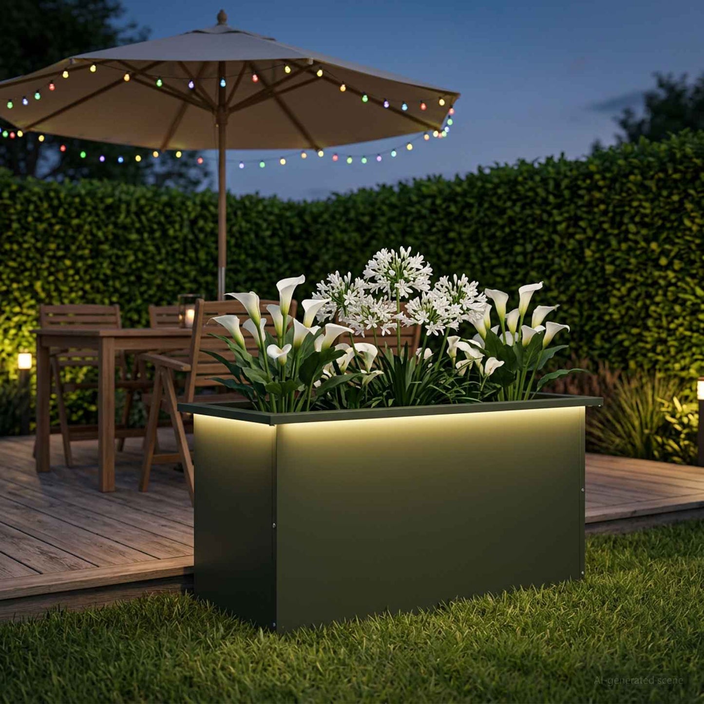 Sodo vazonas su LED Alyvuogių žalia 40 x 80 x 40 cm Plienas