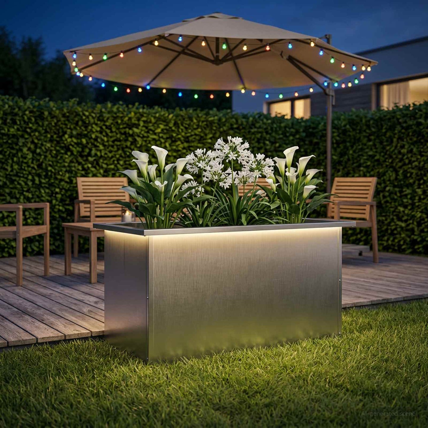 Sodo vazonas su LED Sidabrinė 40 x 80 x 40 cm