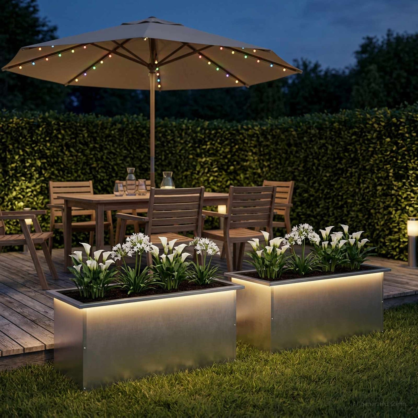 Sodo vazonas su LED 2 vnt. Sidabrinė 40 x 80 x 40 cm