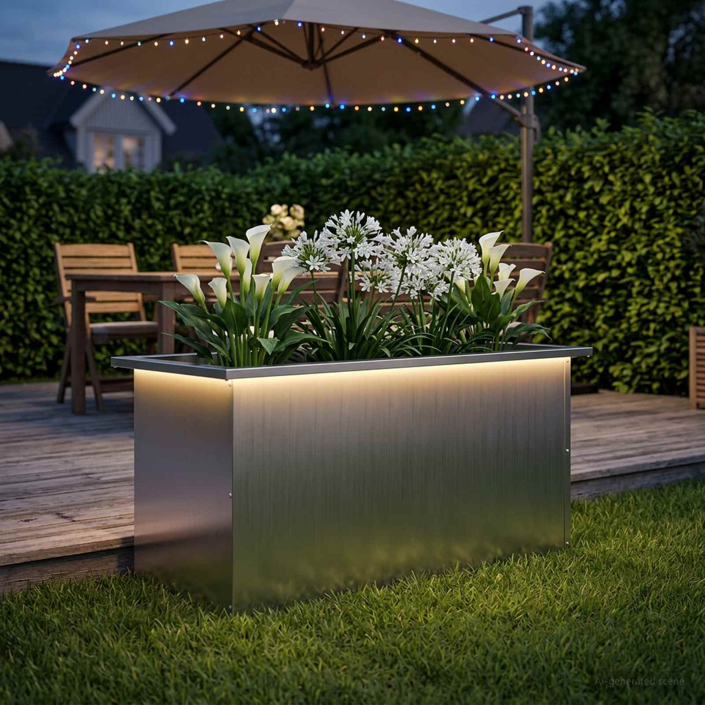 Sodo vazonas su LED Sidabrinė 40 x 80 x 40 cm
