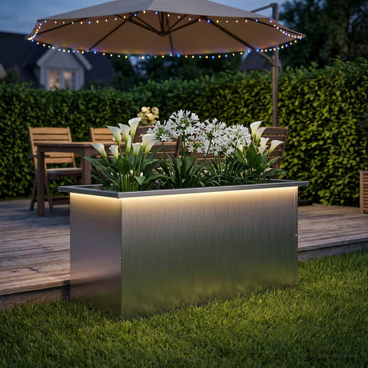 Sodo vazonas su LED Sidabrinė 40 x 80 x 40 cm
